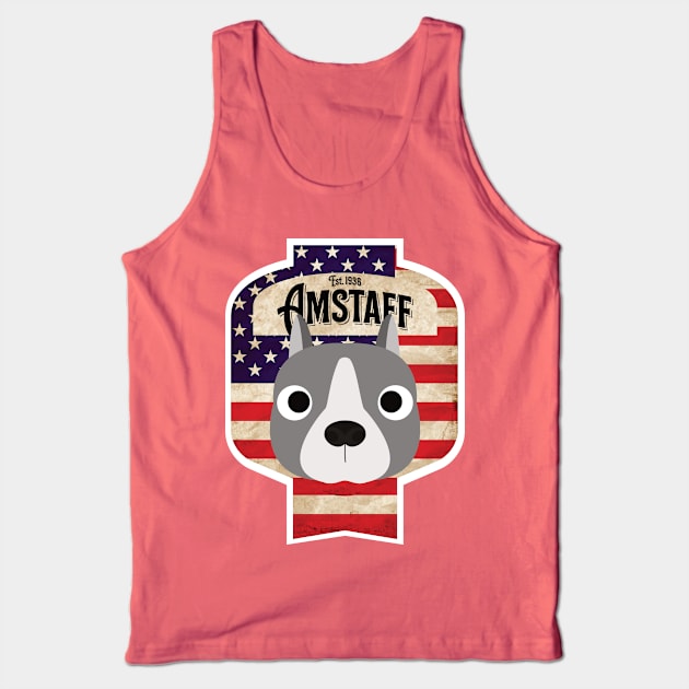 American Staffordshire Terrier - Distressed Union Jack Amstaff Beer Label Design Tank Top by DoggyStyles